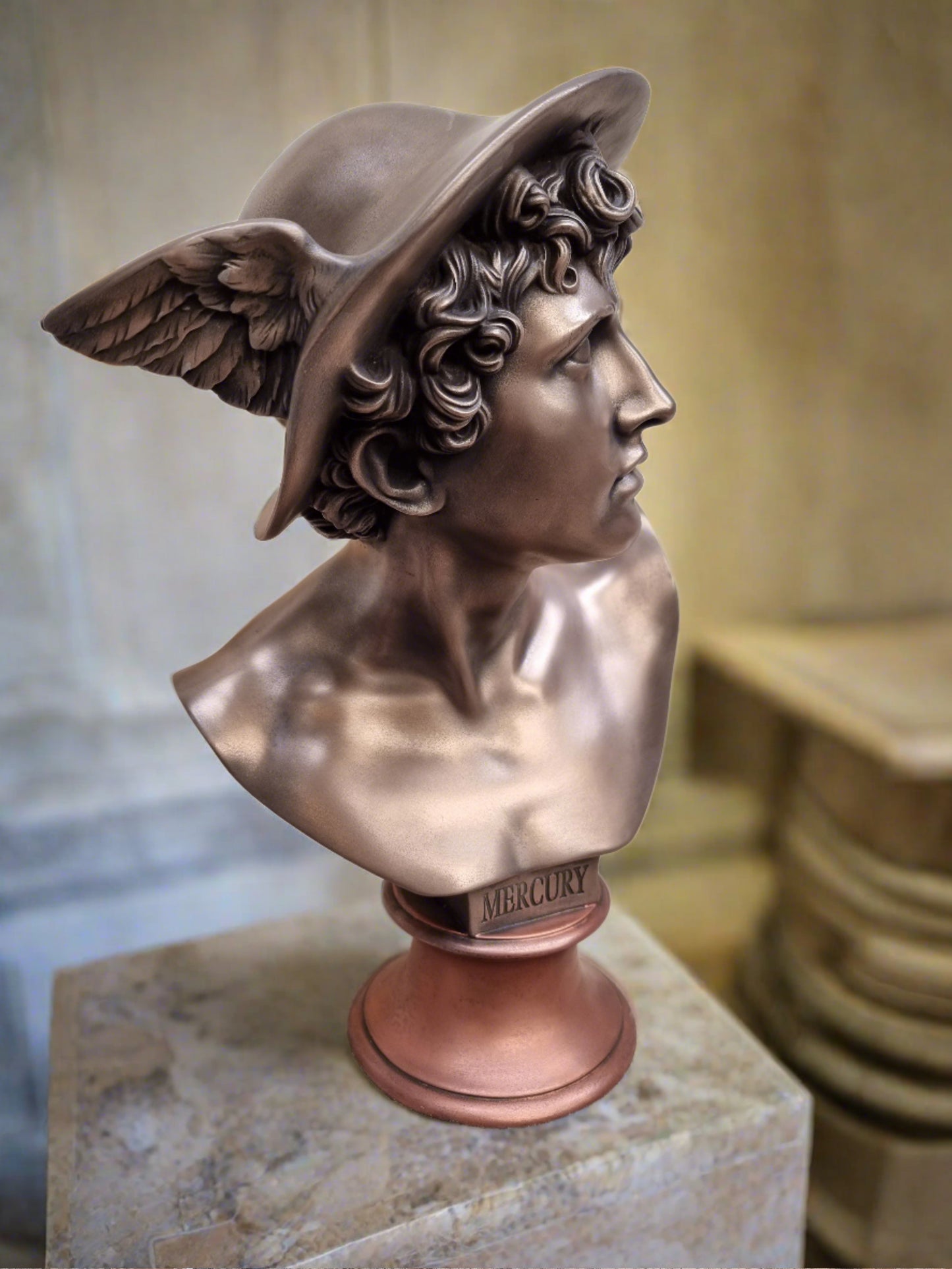 Mercury Bust In Bronze and Copper