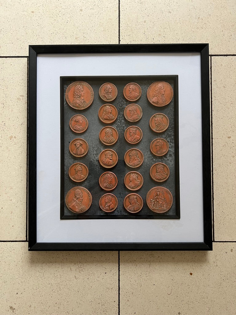 Framed Engravings of Kings And Queens In Terracotta