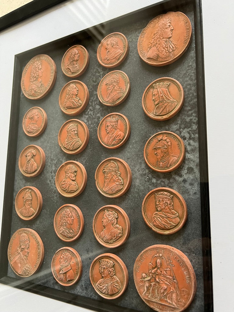 Framed Engravings of Kings And Queens In Terracotta