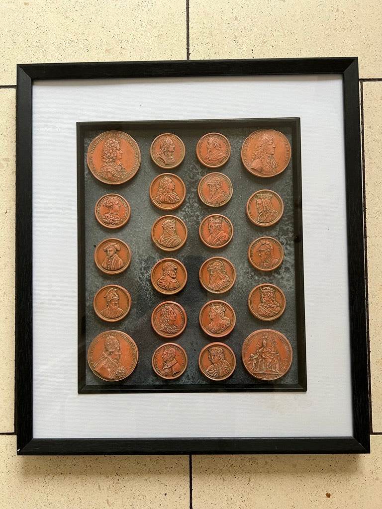 Framed Engravings of Kings And Queens In Terracotta