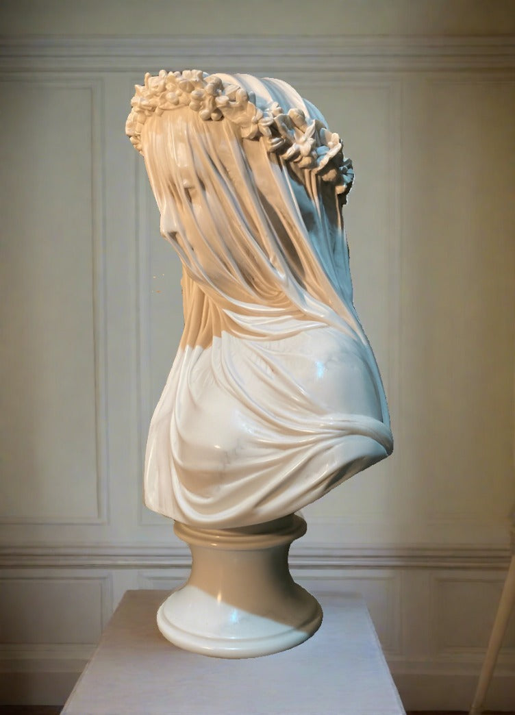 The Veiled Lady Bust, Veined and Polished Finish