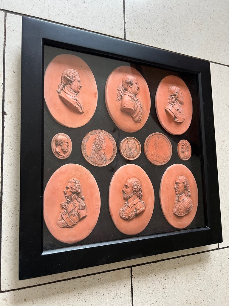 Framed Worthies And Intaglios In Terracotta..... SOLD....