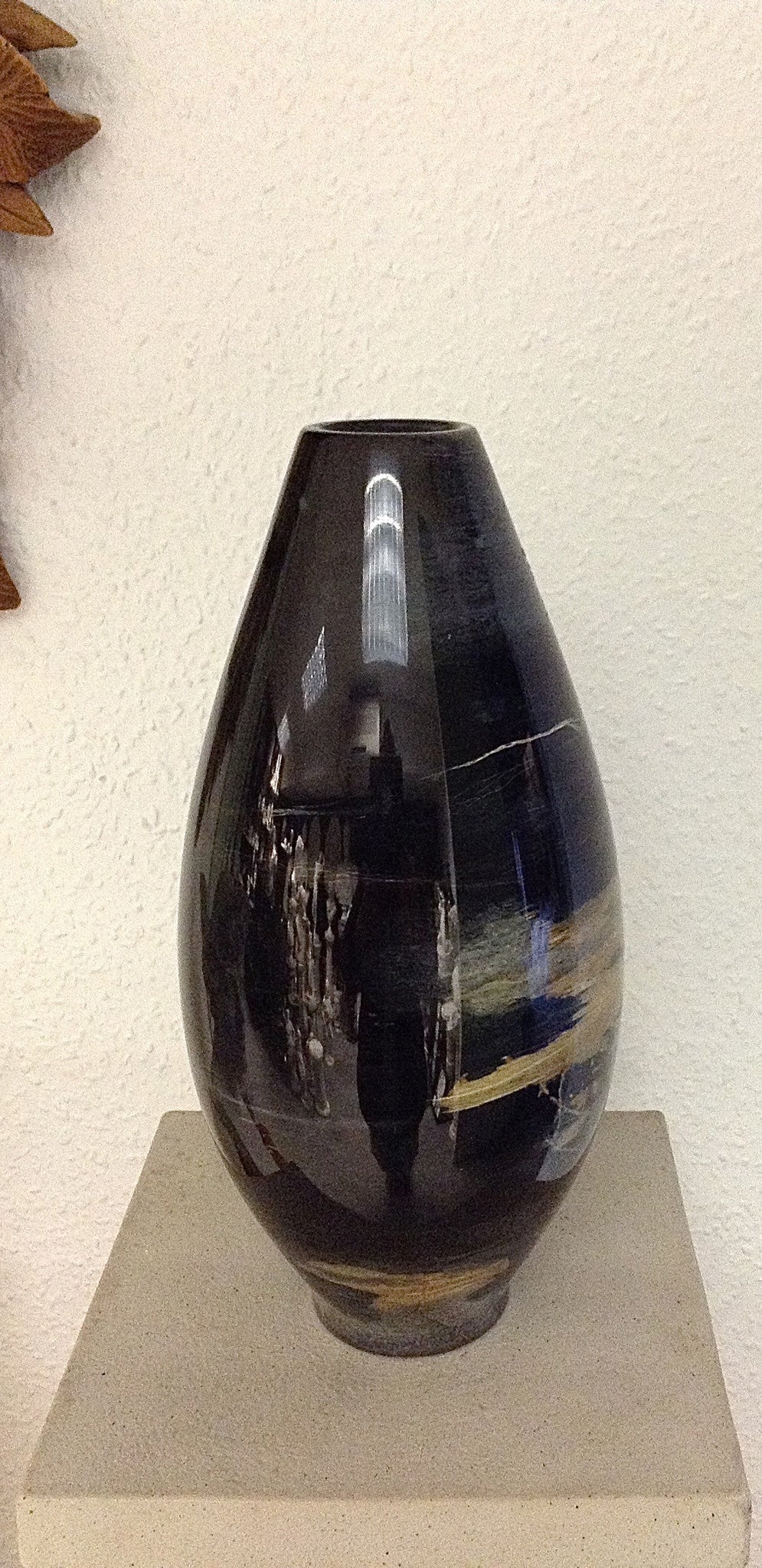 Ancient Black Marble Egg Shape Vase