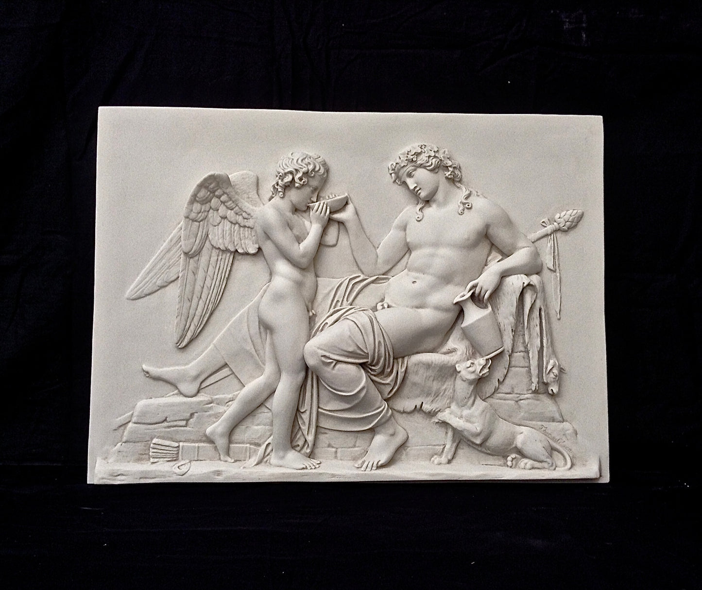 Plaque Bacchus et Cupidon